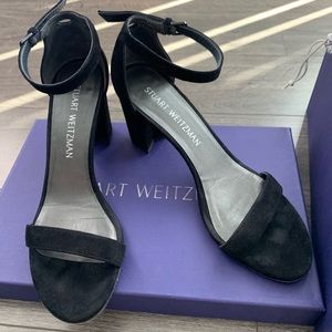 Stuart Weitzman Nearlynude Suede block Heel Sandal